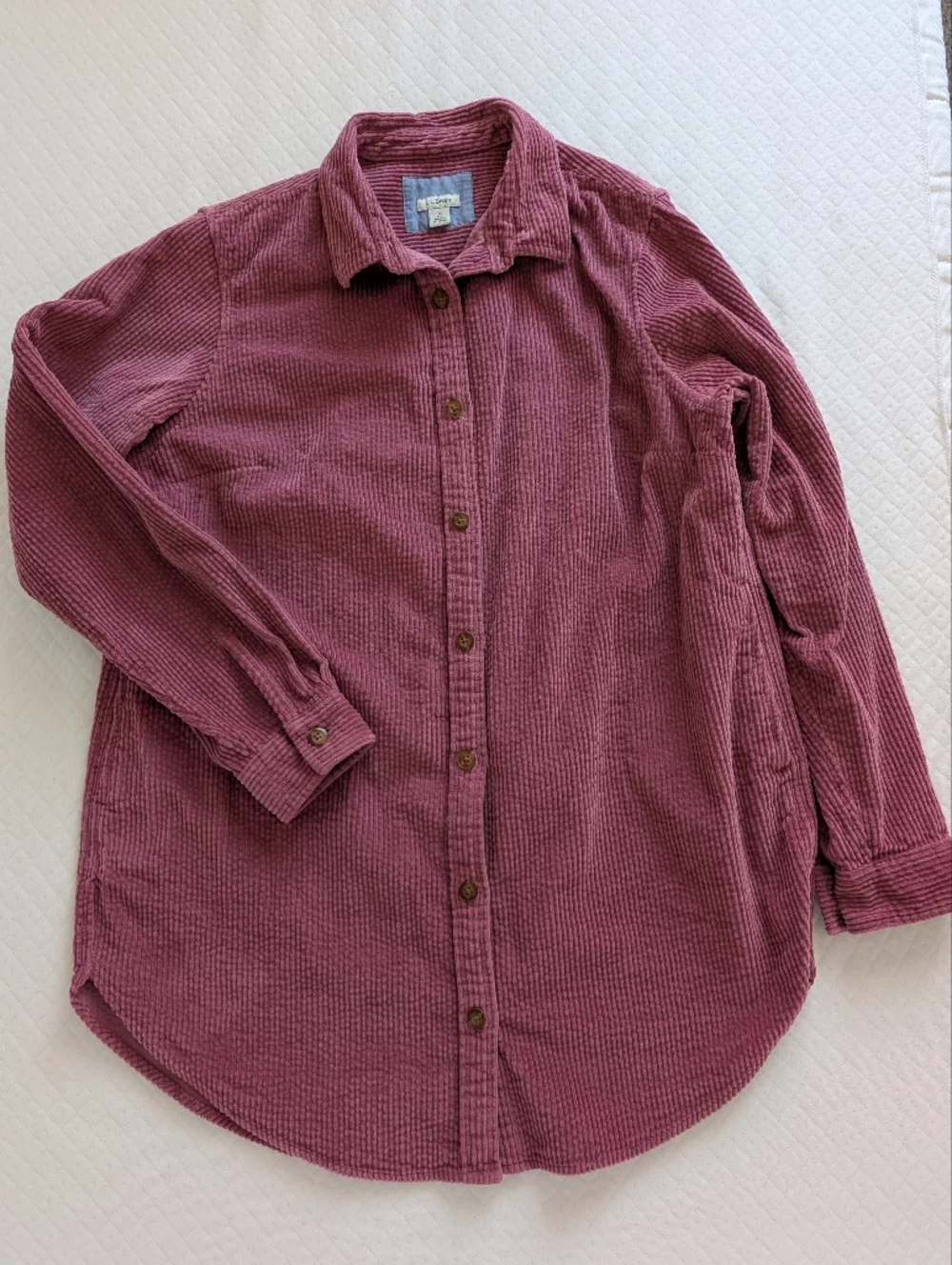 L.L. Bean Pink Corduroy Shirt Jacket Shacket Relaxed Tunic length, size M - Picture 2 of 8